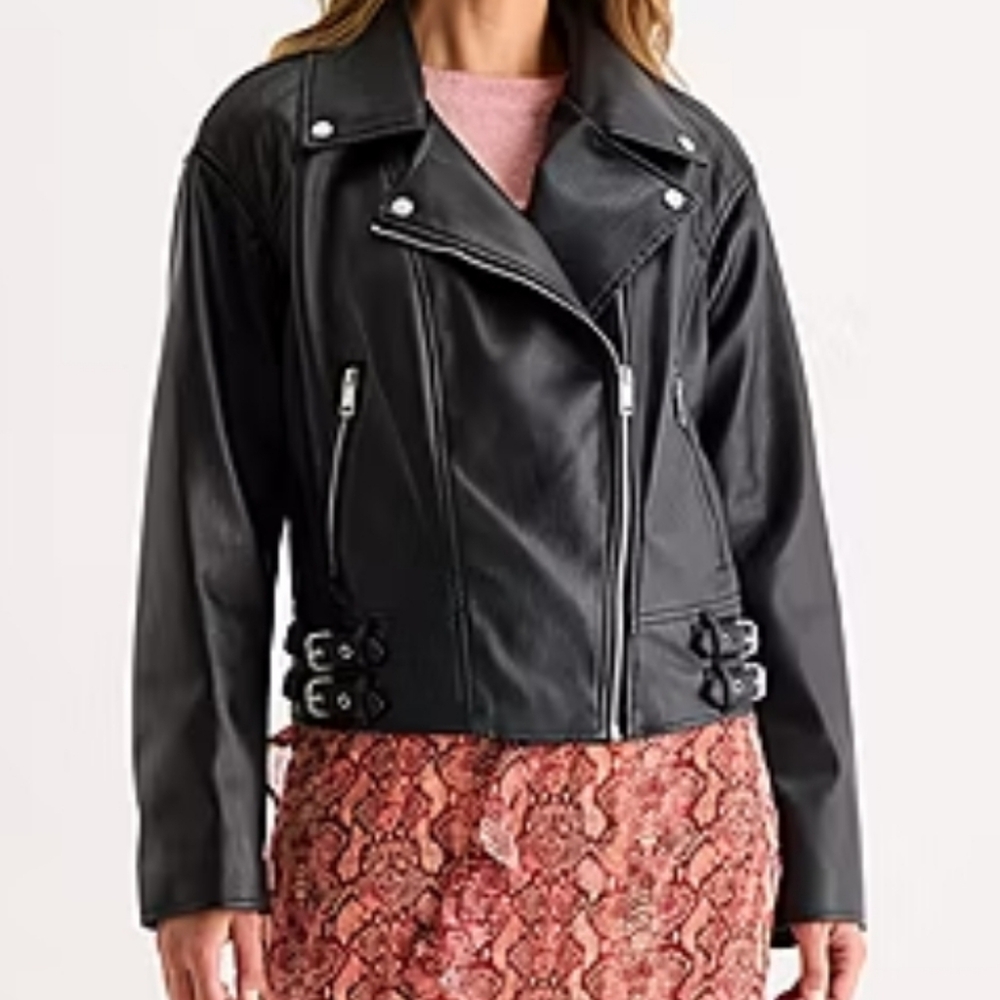 a.n.a Black Leather Moto Jacket